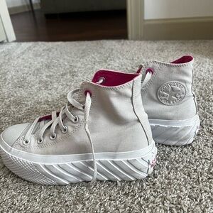 Converse High-Tops with White and Pink Accents